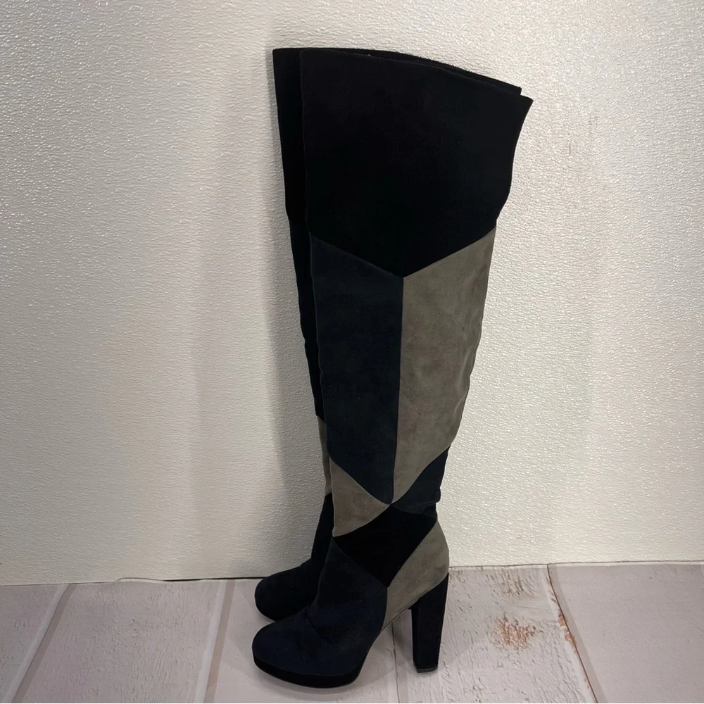Madden Girl Deeon Knee High Block Heel Boots Women’s Size‎ 7 | Colorblock